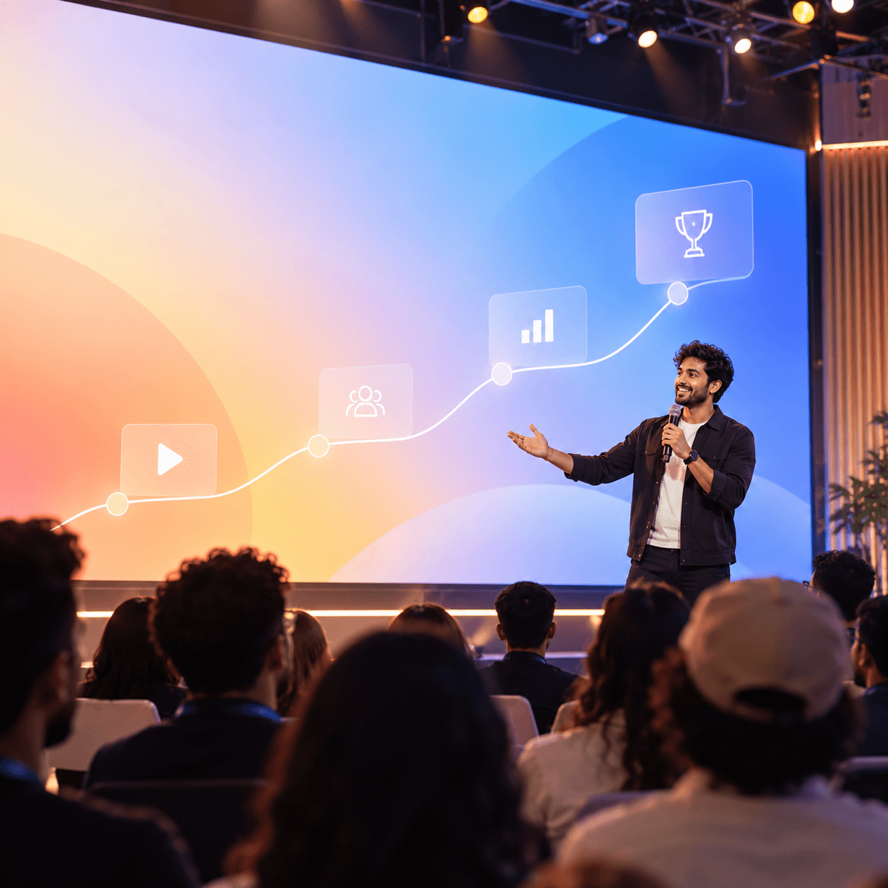 A speaker presenting the roadmap to an audience
